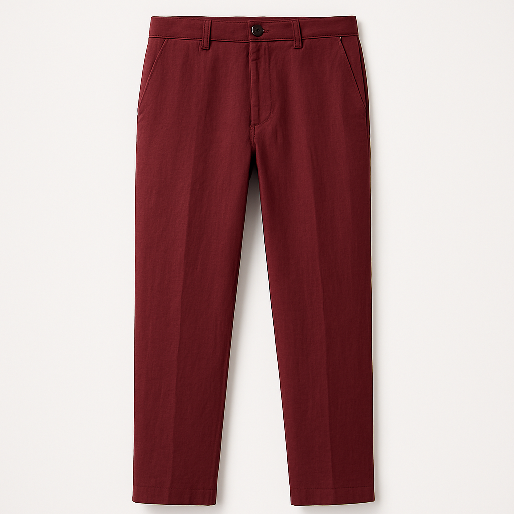 Burgundy Linen Chinos - Fonthorini Trousers