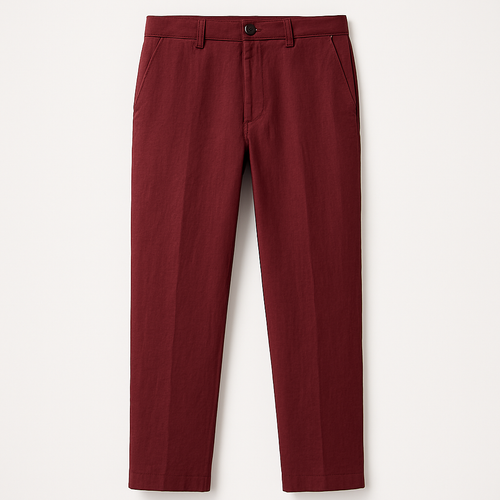 Burgundy Linen Chinos - Fonthorini Trousers