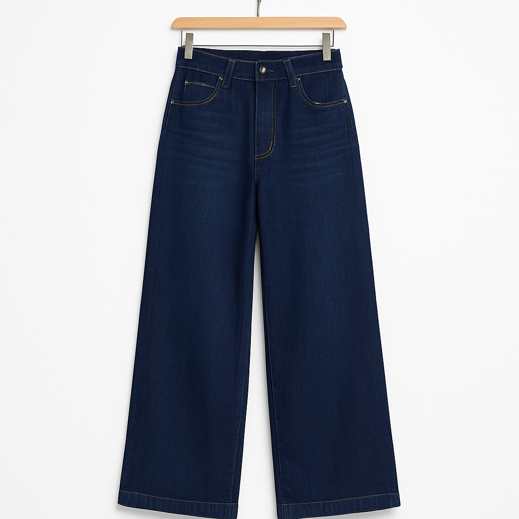 Denim Wide-Leg Trousers - Fonthorini Trousers